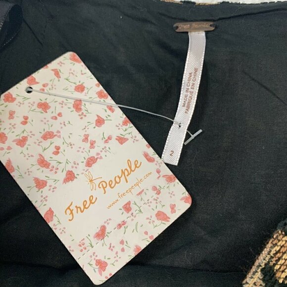 Free People Size 2 Black Gold Women's Chenille Cheetah Skirt NEW! - Picture 6 of 7